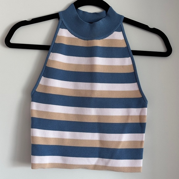 Aritzia Babaton Sculpt Knit Stripe Halter Tank - Picture 2 of 5